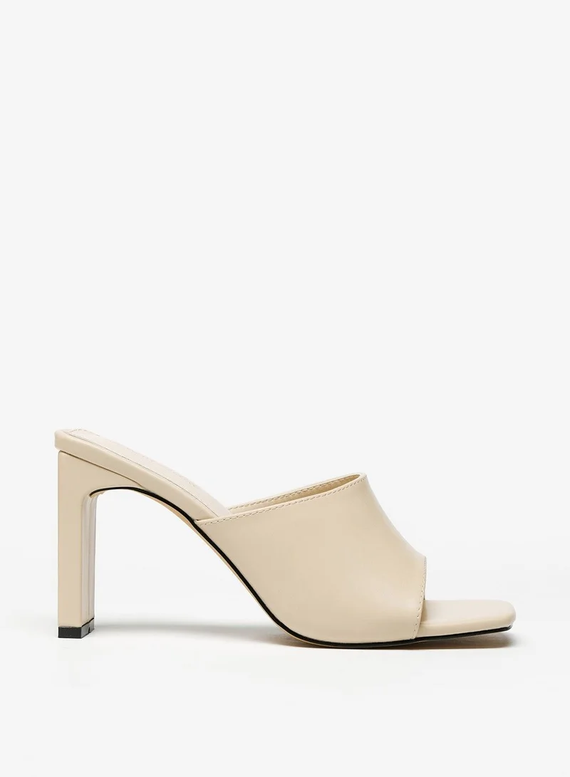 فلورا بيلا Solid Slip On Square Toe Sandals with Block Heels