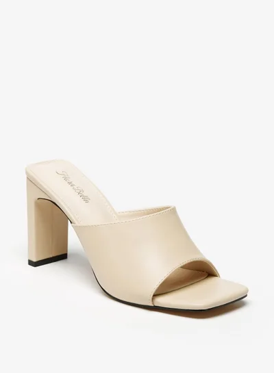 فلورا بيلا Solid Slip On Square Toe Sandals with Block Heels