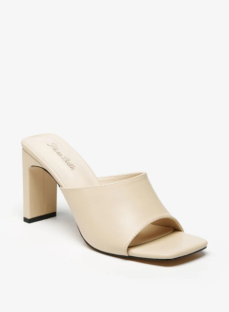 فلورا بيلا Solid Slip On Square Toe Sandals with Block Heels