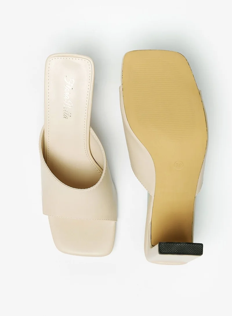 فلورا بيلا Solid Slip On Square Toe Sandals with Block Heels