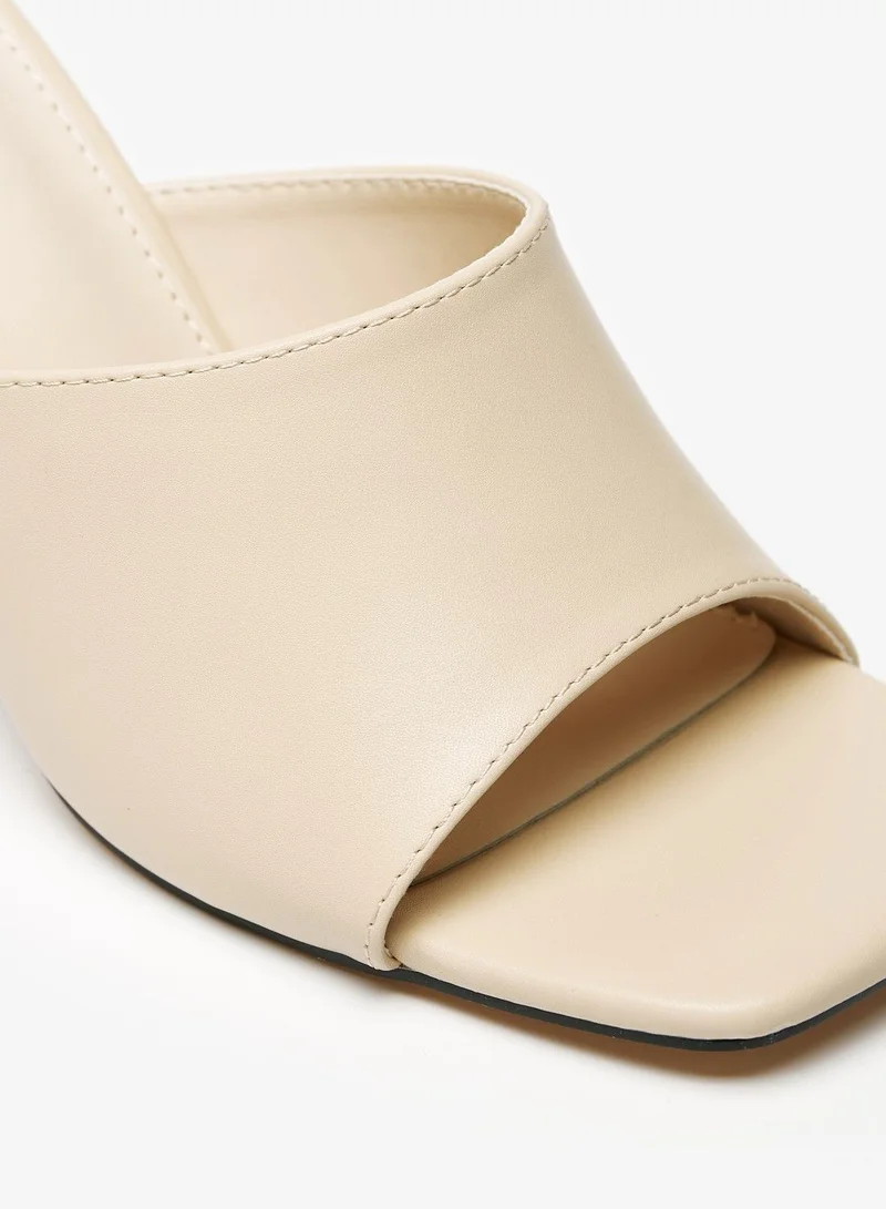 فلورا بيلا Solid Slip On Square Toe Sandals with Block Heels