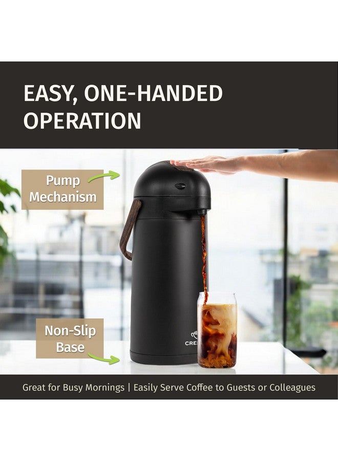 Cresimo إبريق قهوة حراري 101 أونصة مع حواف خشبية، يحافظ على حرارة القهوة لمدة 12 ساعة وباردة لمدة 36 ساعة - إبريق من الفولاذ المقاوم للصدأ الممتاز للسوائل الساخنة، سهل الاستخدام بيد واحدة للمكتب، المنزل، الحفلات، وعاء هواء متين - Image 5