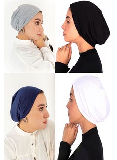 Fatah Bundle Of 4 Cotton Bonnet Cap Women's - MultiColour 
