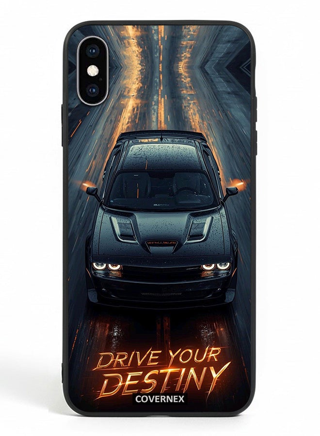 Covernex Apple iPhone Xs Protective Case Cover Printed Featuring Drive Your Desting Dark Muscle Car - Image 2