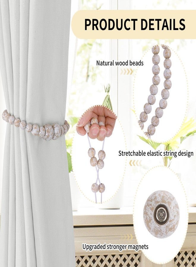 KLOGTSIND Magnetic Curtain Tiebacks, 2 Pack Curtain Holdbacks for Draperies, Wood Bead Curtain Tiebacks, Elegant Curtain Tie Backs for Bedroom Decor, Boho Room Decor, Nursery Decor, Farmhouse Decor - Image 5