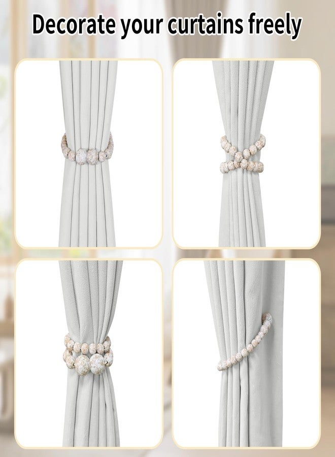 KLOGTSIND Magnetic Curtain Tiebacks, 2 Pack Curtain Holdbacks for Draperies, Wood Bead Curtain Tiebacks, Elegant Curtain Tie Backs for Bedroom Decor, Boho Room Decor, Nursery Decor, Farmhouse Decor - Image 4