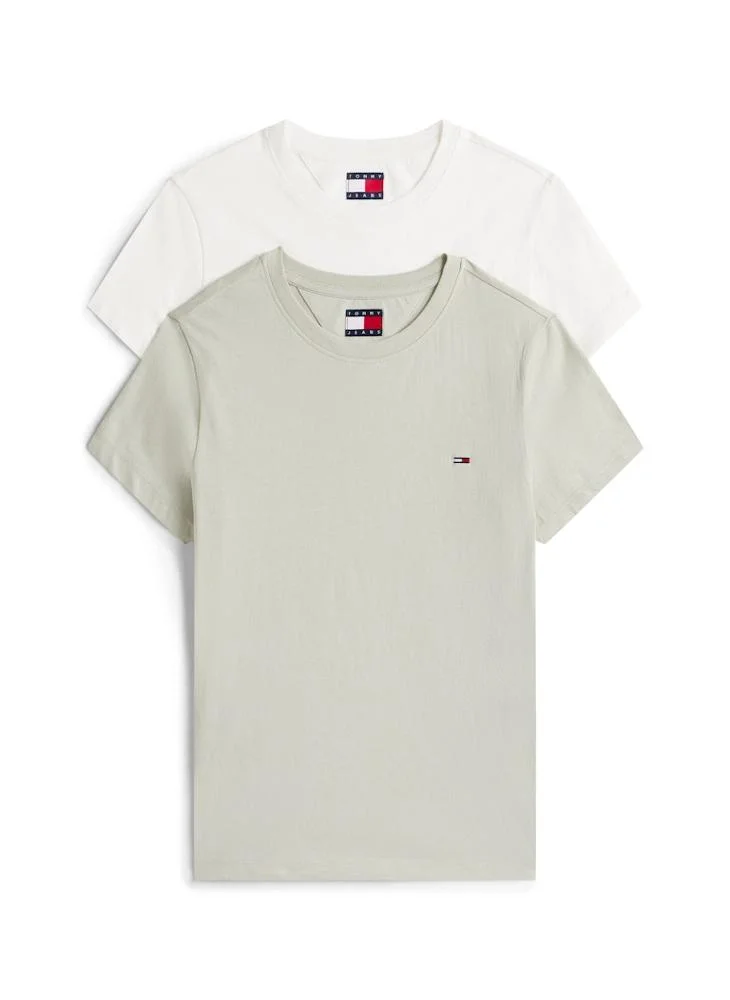 تومي جينز عبوتان من تي شيرت بياقة دائرية وشعار