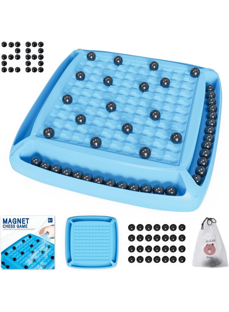 Magnetic Chess Game Set with Stones, Kluster Magnetic Rocks Board Games for Adults Kids 6-8-12 with Strings, Strategy Magnet Chess Board Table Games Set