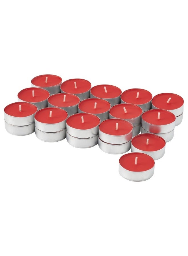 Red Tealight Candles 50-Pack Long Burning Unscented Wax Tea Lights for Home Decor and Festive Celebrations - Image 1