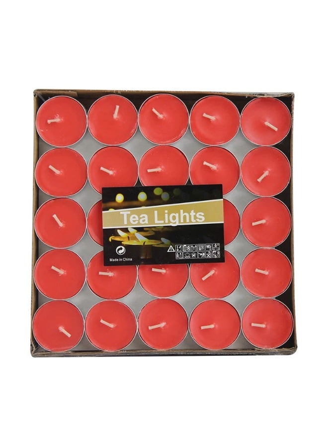 Red Tealight Candles 50-Pack Long Burning Unscented Wax Tea Lights for Home Decor and Festive Celebrations - Image 2