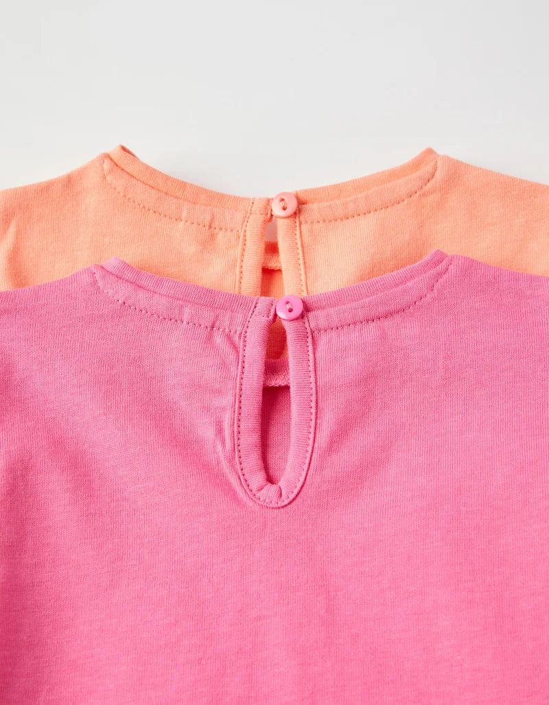 زيبي 2 Sleeveless T-Shirts for Baby Girls 'Salt Sand Sea', Coral/Pink