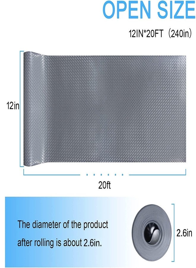 FEXIA Drawer Liners for Kitchen Cabinets, 12 Inch x 20 FT(240 Inch) Non Adhesive Cabinet Liner, Refrigerator Liners, Washable Oil-Proof Fridge Pads Shelves Drawer (Gray) - Image 2