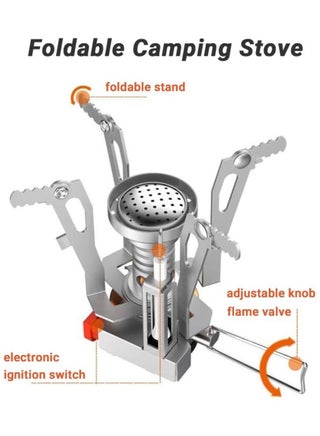 Portable Camping Stoves Backpacking Stove with Piezo Ignition Stable Support Wind-Resistance Camp Stove for Outdoor Camping Hiking Cooking - view 2