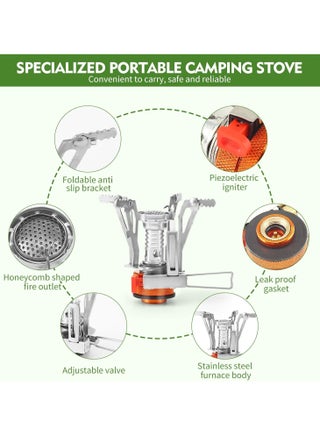 Portable Camping Stoves Backpacking Stove with Piezo Ignition Stable Support Wind-Resistance Camp Stove for Outdoor Camping Hiking Cooking - view 3