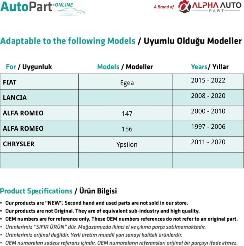 Side Signal Lamp for Fiat Egea,lancia -White-Left