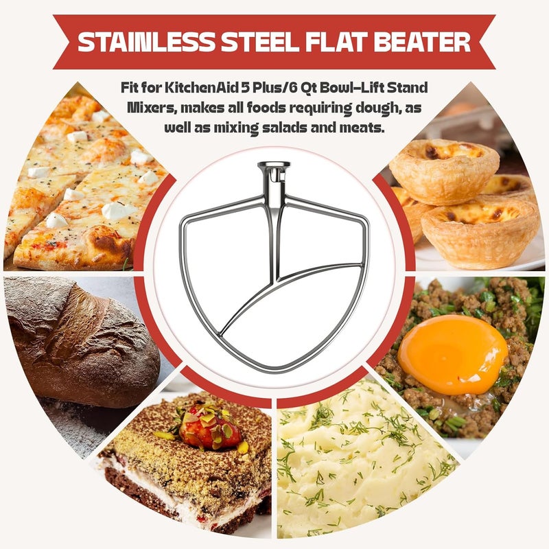 Cofun Paddle Attachment for Kitchenaid Mixer, Stainless Steel Flat Beater for KitchenAid 5Plus/6 Qt Bowl-Lift Stand Mixers, Stainless Steel Attachments for Kitchen Aid Stand Mixers, Dishwasher Safe - Image 5