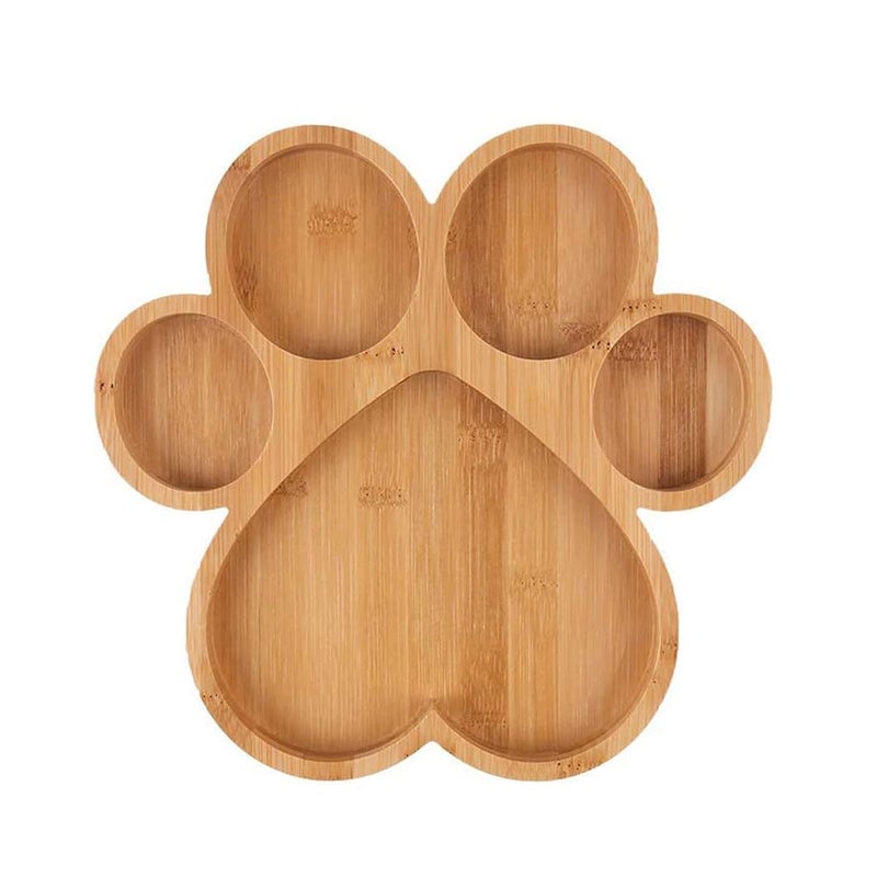 Paw Shaped Serving Tray with 5 Grooves 10 inch Wooden Cutting Board Claw Candy Dish Bowl Paw
