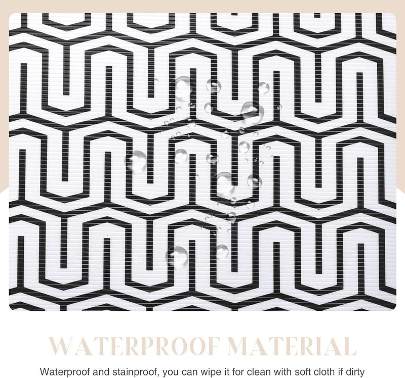 Ash  Roh Ash & Roh Plastic Anti-Slip Place Mat Waterproof Geometric EVA Liners For Kitchen Cabinets, Drawers, Tables-Food Grade, Textured, Washable, Multipurpose Shelf Mats (White Maze, 45 X 500) - Image 5