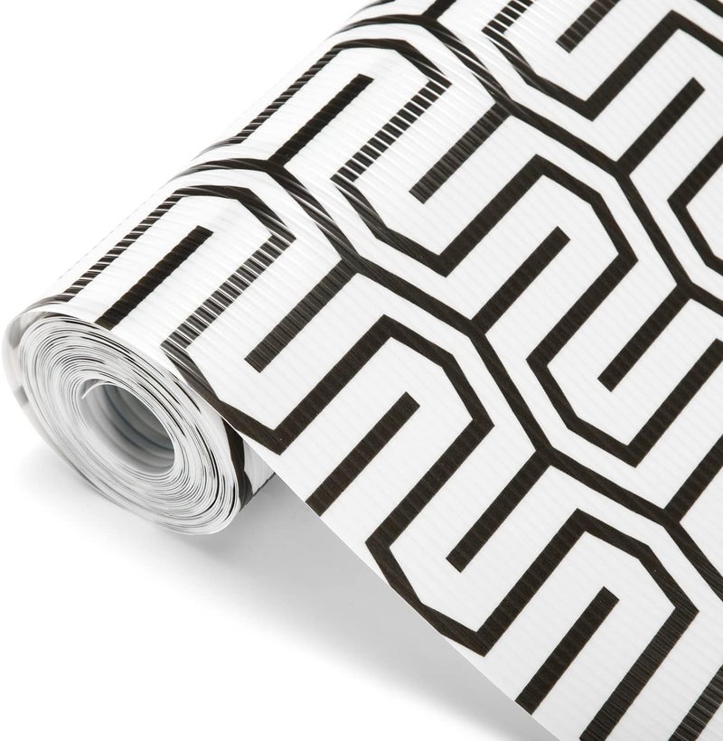 Ash  Roh Ash & Roh Plastic Anti-Slip Place Mat Waterproof Geometric EVA Liners For Kitchen Cabinets, Drawers, Tables-Food Grade, Textured, Washable, Multipurpose Shelf Mats (White Maze, 45 X 500) - Image 1