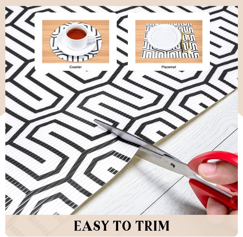 Ash  Roh Ash & Roh Plastic Anti-Slip Place Mat Waterproof Geometric EVA Liners For Kitchen Cabinets, Drawers, Tables-Food Grade, Textured, Washable, Multipurpose Shelf Mats (White Maze, 45 X 500) - Image 4