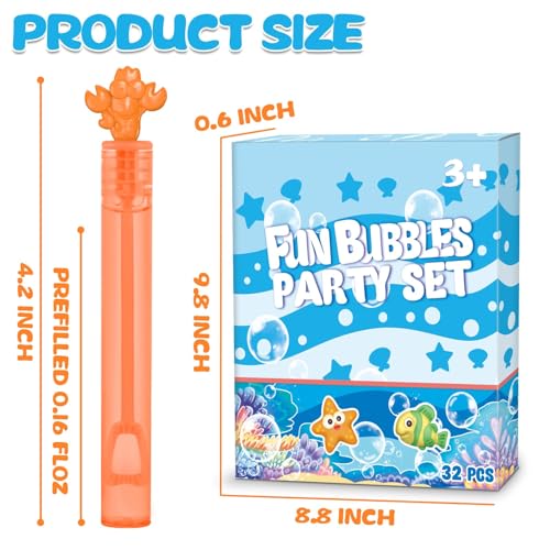 Cawiew Under The Sea Party Favor, 32 Pack Mini Bubble Wand for Kids Toddler with Gift Box, Mermaid Birthday Party Supplies, Ocean Goody Bag Filler, Summer Pool Beach Party Decoration Toy, Classroom Prizes - Image 3
