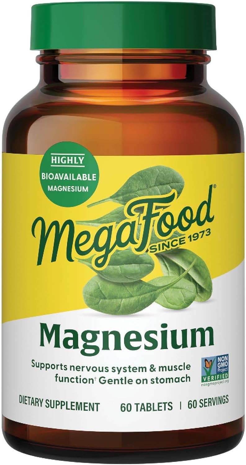 MegaFood ميغا فود مغنيسيوم - يدعم وظيفة الأعصاب والعضلات - نباتي، خالي من الغلوتين - 60 قرص - Image 1