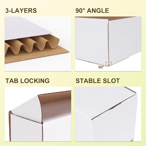 WIFTREY 12x9x6 inches White Shipping Boxes pack of 15, Corrugated Cardboard Boxes 12 x 9 x 6 for Packaging Small Business, Moving, Mailing - Image 3