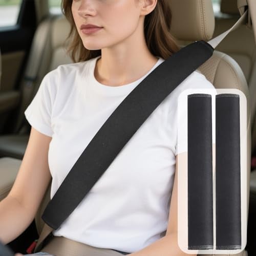 Suacopzar 2025 Upgraded Extra Long Car Seat Belt Cover, 2Pack 19.7in Seat Belt Cover Pad for Ultimate Comfort Driving Experience, Soft Shoulder Pad Protector Car Interior Accessories for All Vehicles - Black - Image 1