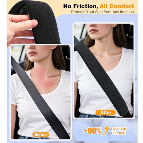 Suacopzar 2025 Upgraded Extra Long Car Seat Belt Cover, 2Pack 19.7in Seat Belt Cover Pad for Ultimate Comfort Driving Experience, Soft Shoulder Pad Protector Car Interior Accessories for All Vehicles - Black - Image 5