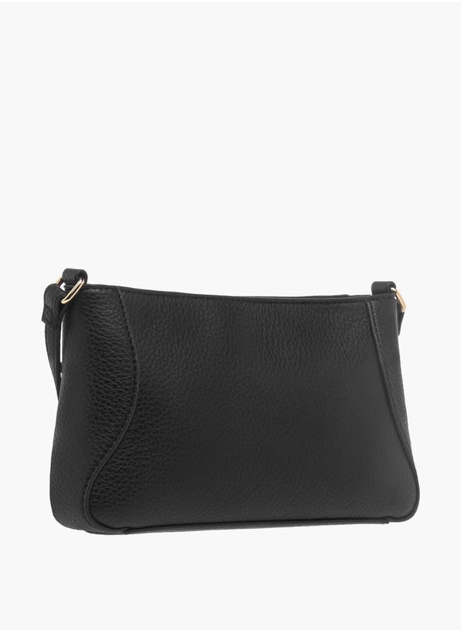 Celeste Womens Textured Crossbody Bag With Zip Closure And Braided Accent  - Image 3