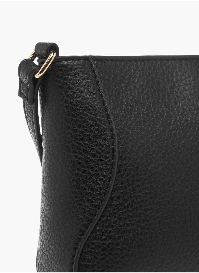 Celeste Womens Textured Crossbody Bag With Zip Closure And Braided Accent  - Image 5