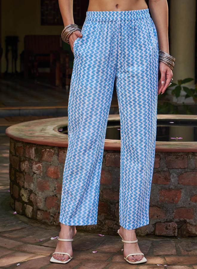 ساسافراس مجموعة كورتا زرقاء مزهرة من ساسافراس مع بنطلون ضيق ودوباتا - Image 5