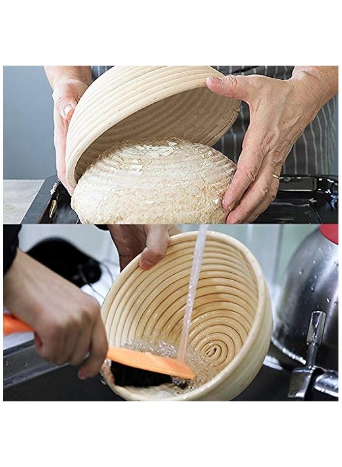 erorex Bread Proofing Basket Set - Handmade 9 Inch Round & 10 Inch Oval for Dough Rising Fermentation Baking with Dough Scraper Linen Liner Cloth Bread Lame  - Image 4