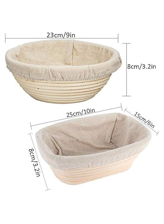 erorex Bread Proofing Basket Set - Handmade 9 Inch Round & 10 Inch Oval for Dough Rising Fermentation Baking with Dough Scraper Linen Liner Cloth Bread Lame  - Image 5