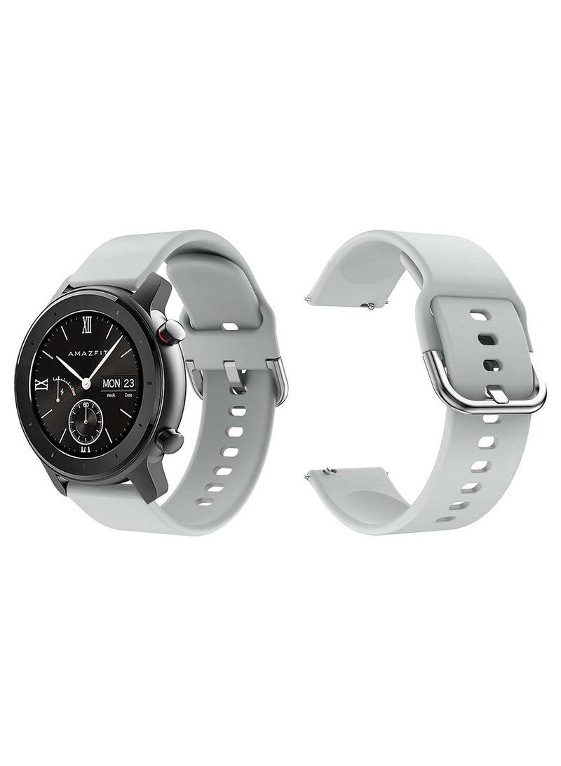 Perfii Official Solid Silicon Replacement Band 20mm For Amazfit GTR 42mm Round Grey