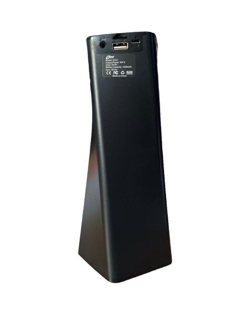Zero - Z222 Portable Bluetooth Speaker with USB Output and Memory Card Reader Output Black - Image 1