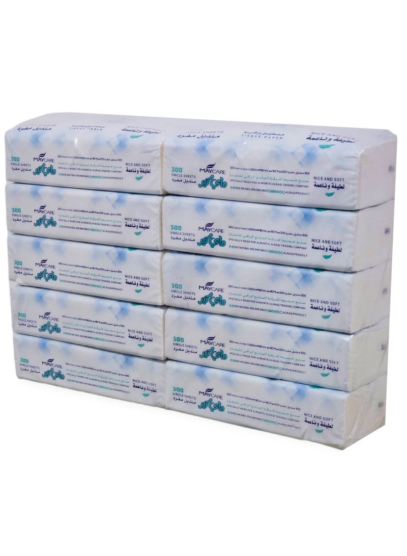 Maycare Tissues 300 Soft Tissues 4 Ply Pack of 10 - Image 2