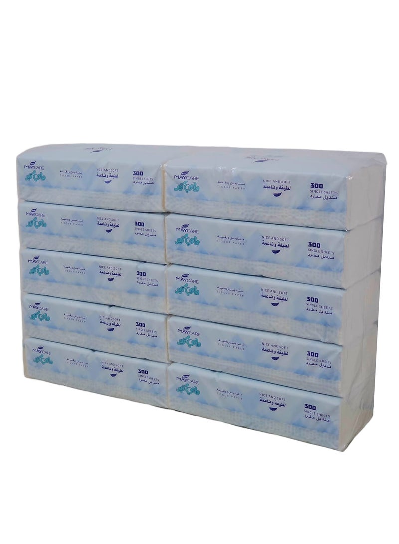 Maycare Tissues 300 Soft Tissues 4 Ply Pack of 10 - Image 1