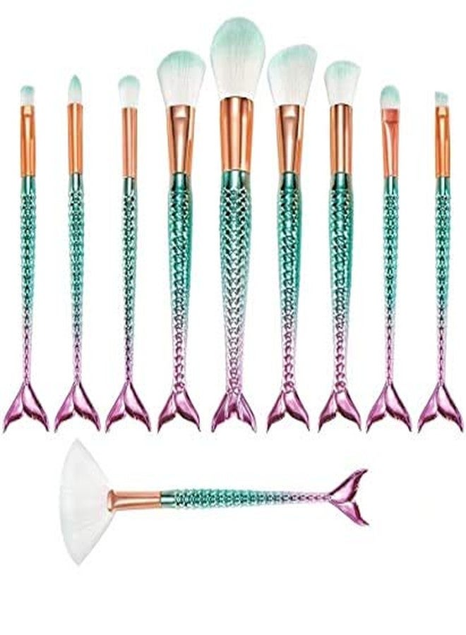 Datnasayad Bristle Eyeshadow Blending Fish Tail Makeup Brushes Set- Multicolour, 10 Pieces - Image 3