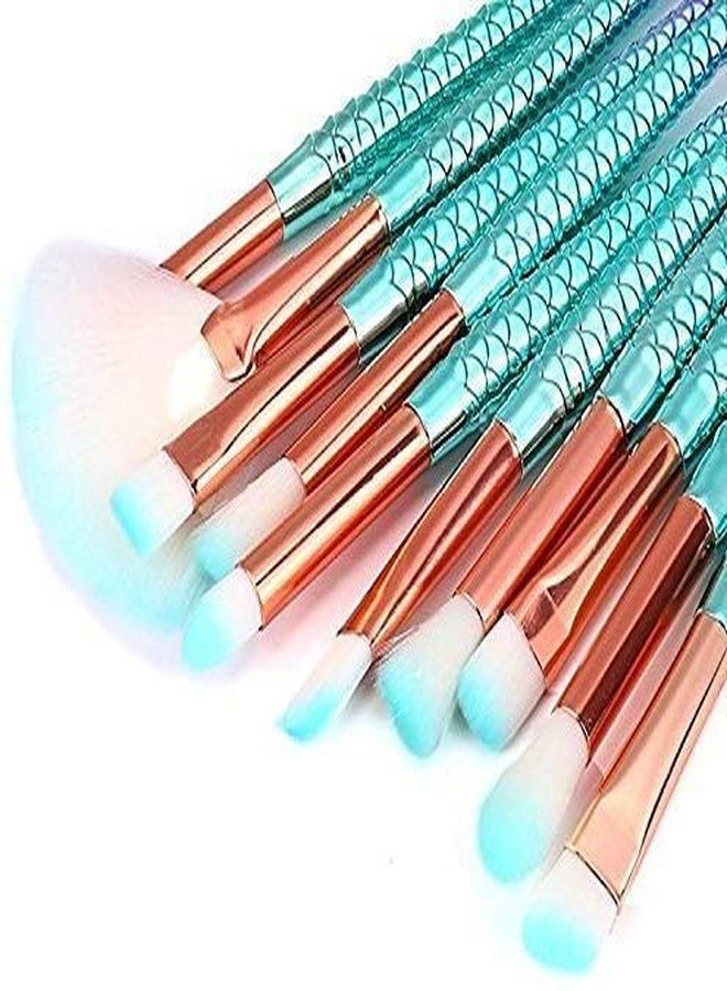 Datnasayad Bristle Eyeshadow Blending Fish Tail Makeup Brushes Set- Multicolour, 10 Pieces - Image 1