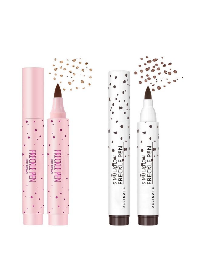 Sumeitang Sumeitang 2 Colors Liquid Freckle Pen, Natural Lifelike Face Fake Freckle Makeup Pen Magic Freckle Color, Waterproof Long Lasting Quick Dry Faux Freckles Pen Soft Dot Sopt Pen -Light Brown&Dark Brown - Image 1