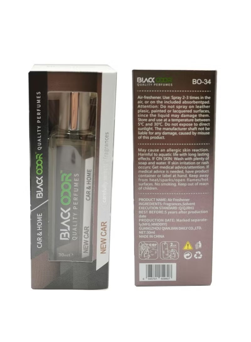 BLACK ODOR Car & Home Air Freshener Perfume Spray 30ml Long Lasting New Car Fragrance with Hanging Tag, Essential Oil Based, No Gas, Spill-Proof, Compact Design for Car, Office, Bedroom, Living Room, Washroom, Gym, BO-34 - Image 2