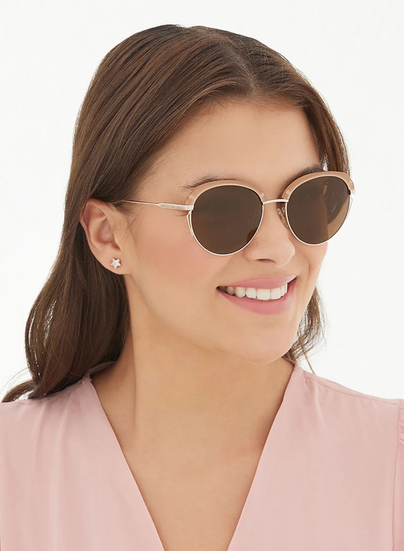 30Sundays Tulip,Women Sunglasses, Geometric Sunglasses, UV Protection: UV400 (Beige,Brown)
