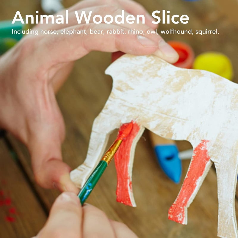 Zerodis Unfinished Blank Wooden Slices,48Pcs 8 Patterns Animal Shaped Wooden Pieces Ornaments Decorative Cartoon Wood Painted Wood Chips for Kids Hand Painted Boards - Image 4
