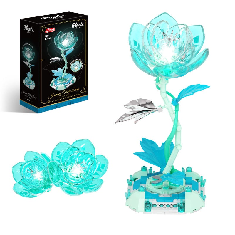 JAKI Jasmine Table Lamp Building Set with Light Princess Flower Desk Lamp Toy SetFlowers Jasmine Home Decor Birthday Gifts for Adults Women Boys Girls 812 - Image 3