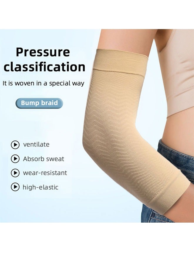 1 Pair Of Slim Fit Sleeves Arm Elastic Compression Arm Shaper Sports Arm Shaper Women's 3D Shaping Arm knitted Arm Sleeves Ribbed Elastic Contraction Auxiliary Compression Arm Sleeves Slim And Thin Arm Sleeves - Image 1