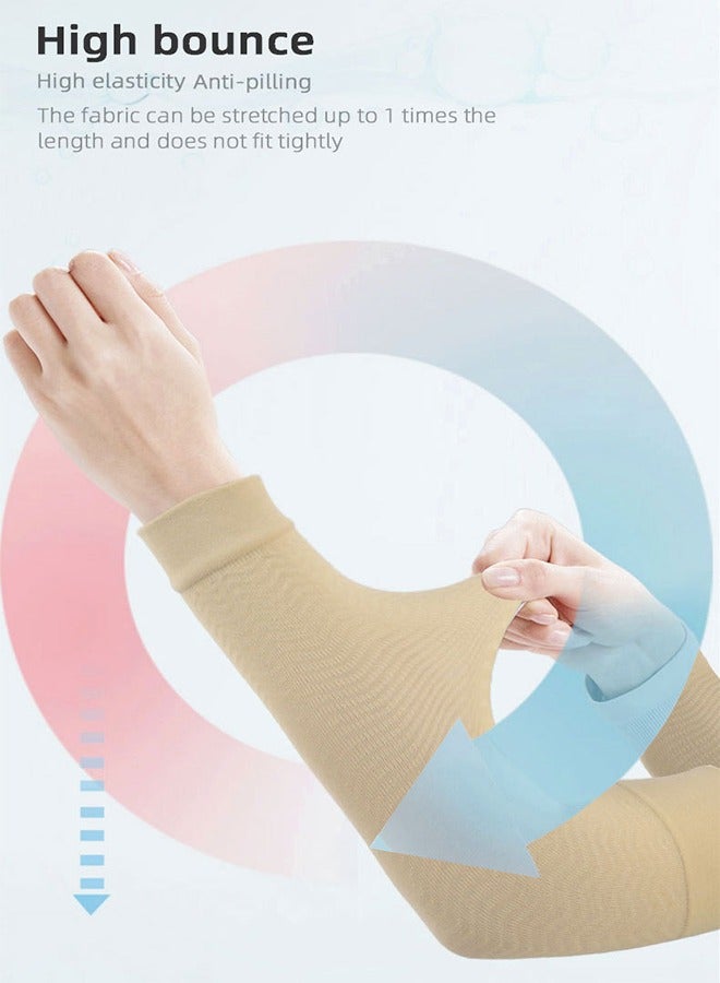 1 Pair Of Slim Fit Sleeves Arm Elastic Compression Arm Shaper Sports Arm Shaper Women's 3D Shaping Arm knitted Arm Sleeves Ribbed Elastic Contraction Auxiliary Compression Arm Sleeves Slim And Thin Arm Sleeves - Image 4