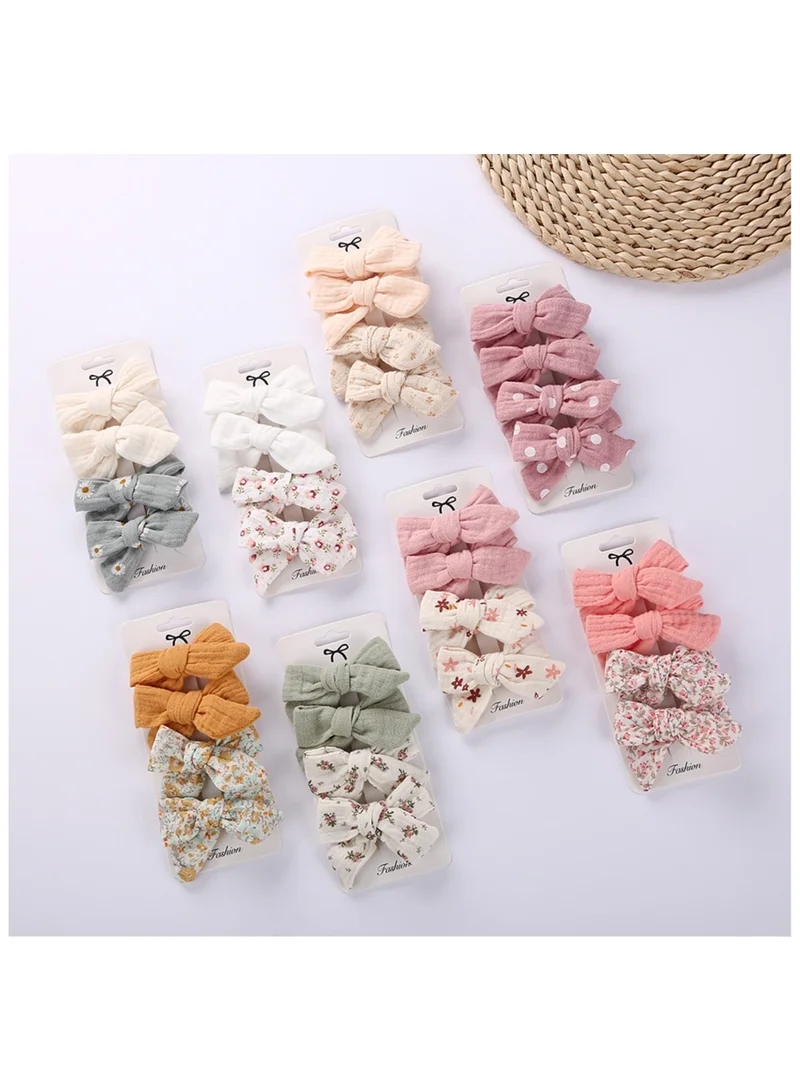 D'Daniela Adella Ribbon Bow Clip Set For Babies and Girls -  Peach & Floral Pink