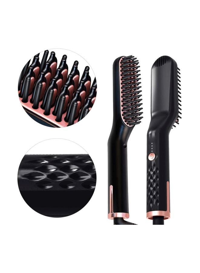 3-In-1 Portable Hair Straightening Brush Black/Gold - Image 4