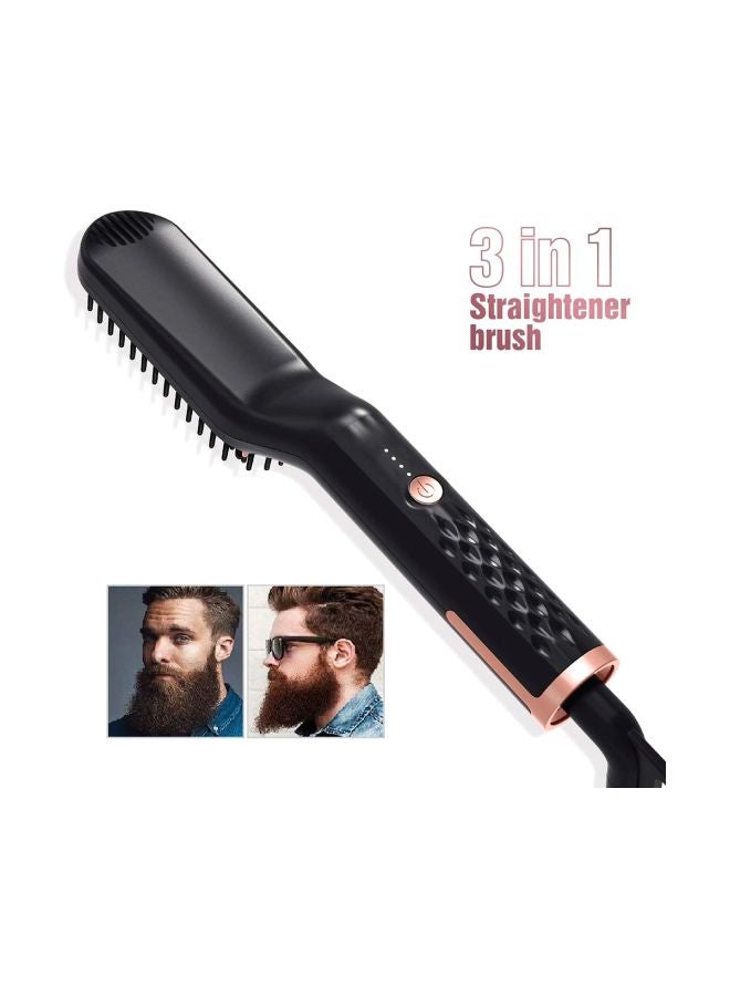 3-In-1 Portable Hair Straightening Brush Black/Gold - Image 3